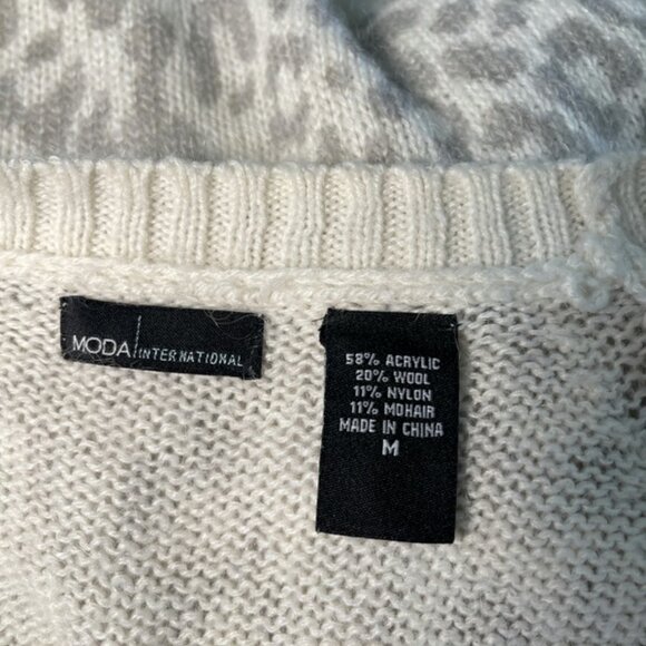 Moda International Animal Print Off Shoulder Sweater M Womens Wool Mohair Y2K - Picture 4 of 7
